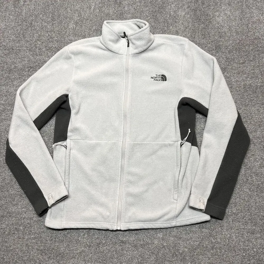 The North Face Jacket Mens Medium Gray Fleece Full Zip Colorblock Pockets Hiking